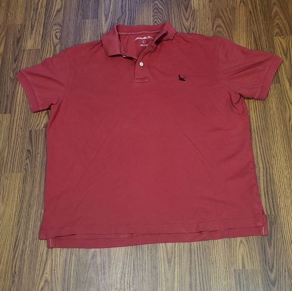 Eddie Bauer Mens Polo Shirt Collared Button Red Large 100% Cotton A95 - Picture 1 of 4
